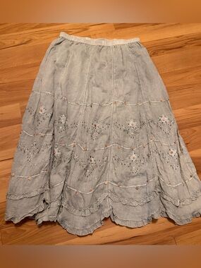 Soft Surroundings Boho Light Green Linen Blend Skirt
